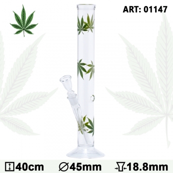 Glas Bong Leaf Hanfblätter 40cm